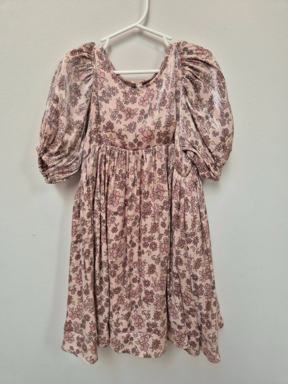 Noralee Pink Floral Puff Sleeve Dress 8Y